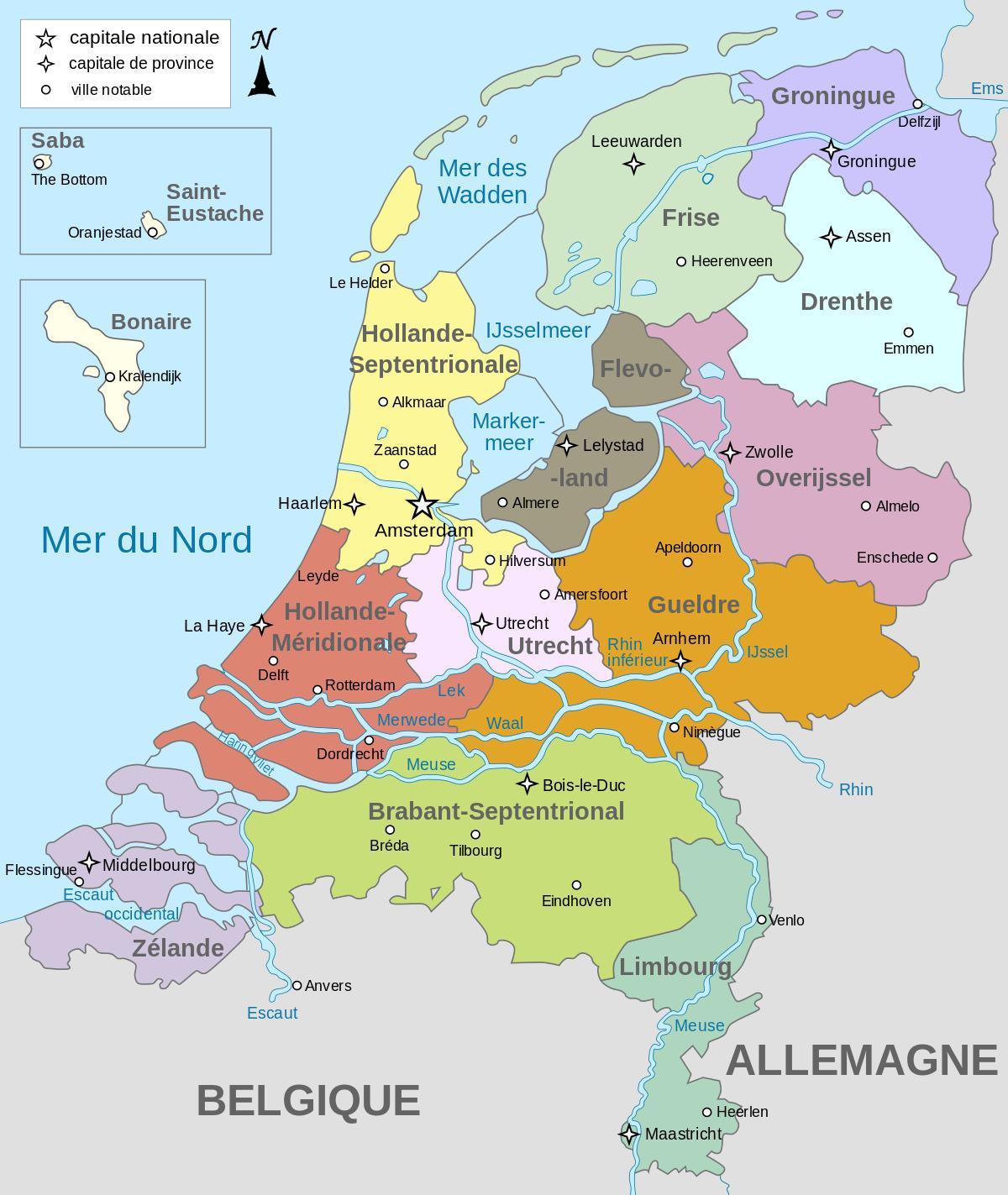 荷兰地区地图