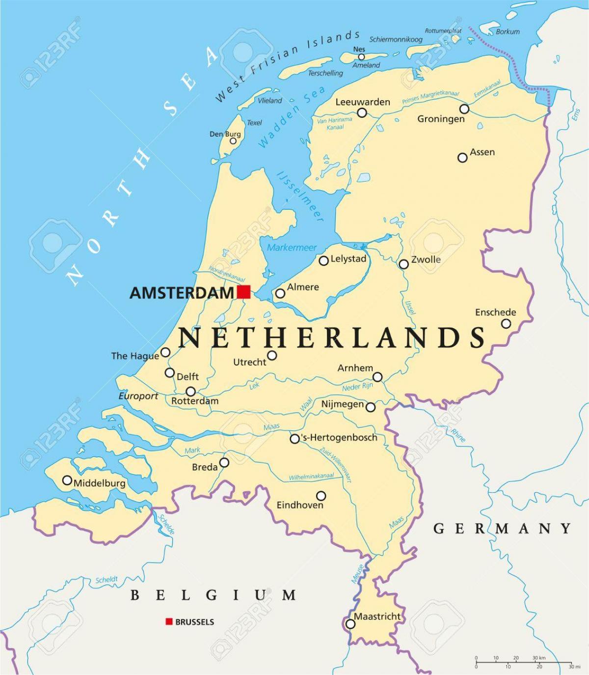 荷兰的河流地图