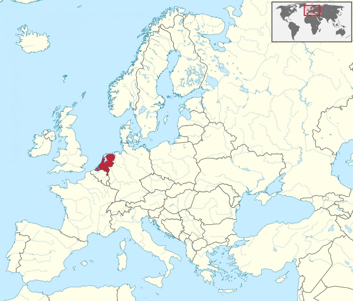 荷兰在欧洲地图上的位置