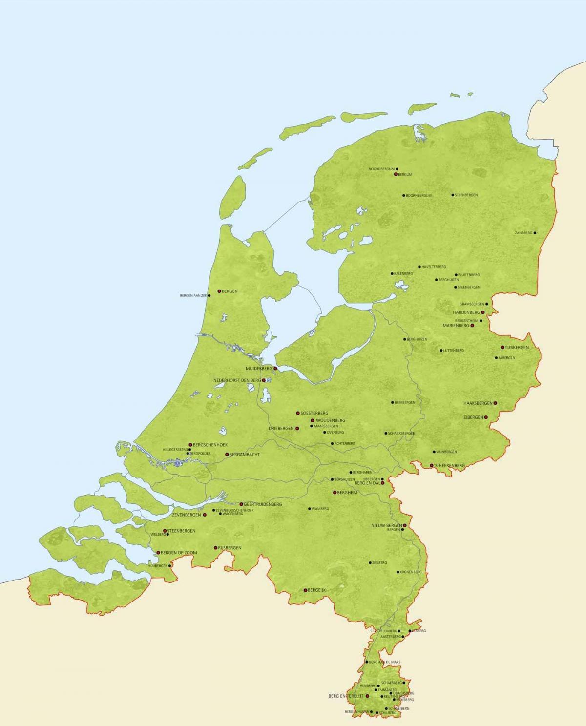 荷兰地图上的山脉